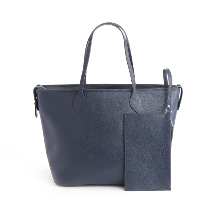 Pebbled Grain Wide Tote Bag with Wristlet taupe