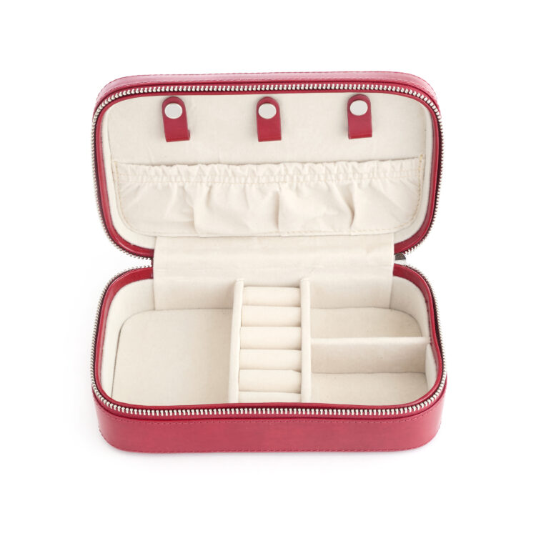 Zippered Travel Jewelry Case red
