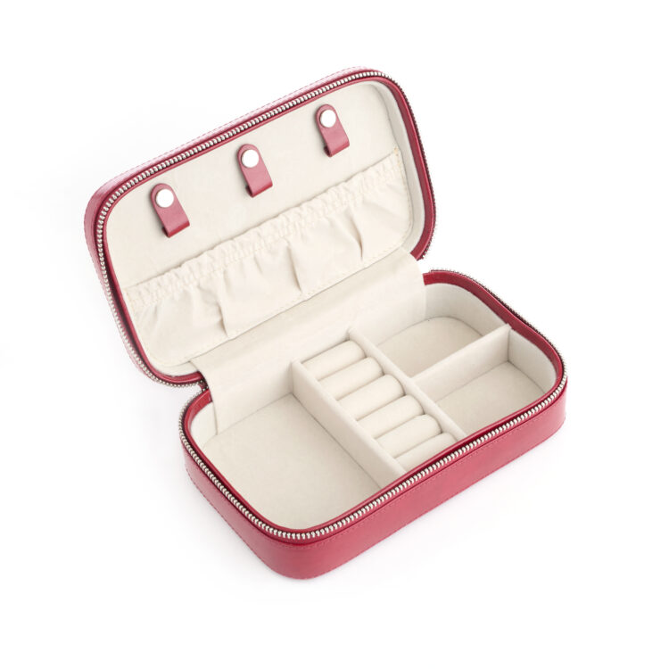 Zippered Travel Jewelry Case red