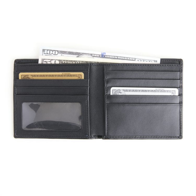 Men's Double ID Window Bi-Fold Wallet black