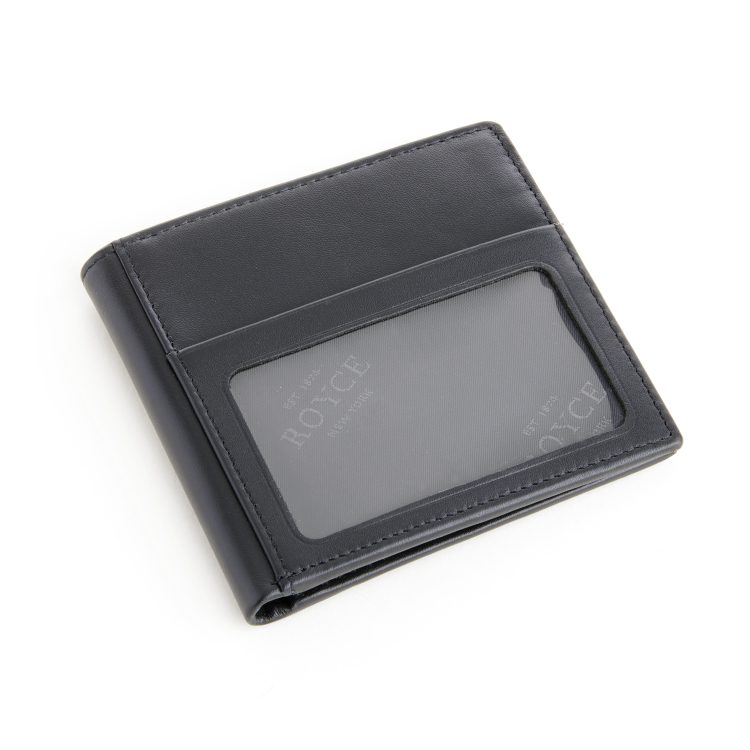 Men's Double ID Window Bi-Fold Wallet black
