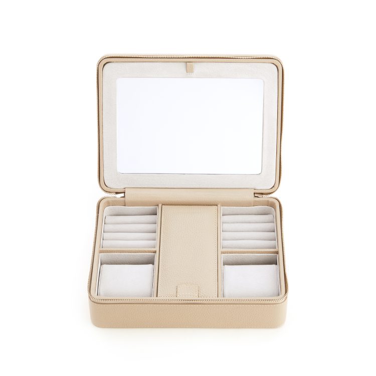 Large Suede Lined Jewelry Box with Mirror sage
