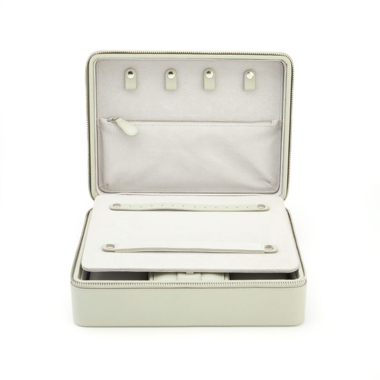 Large Suede Lined Jewelry Box with Mirror sage