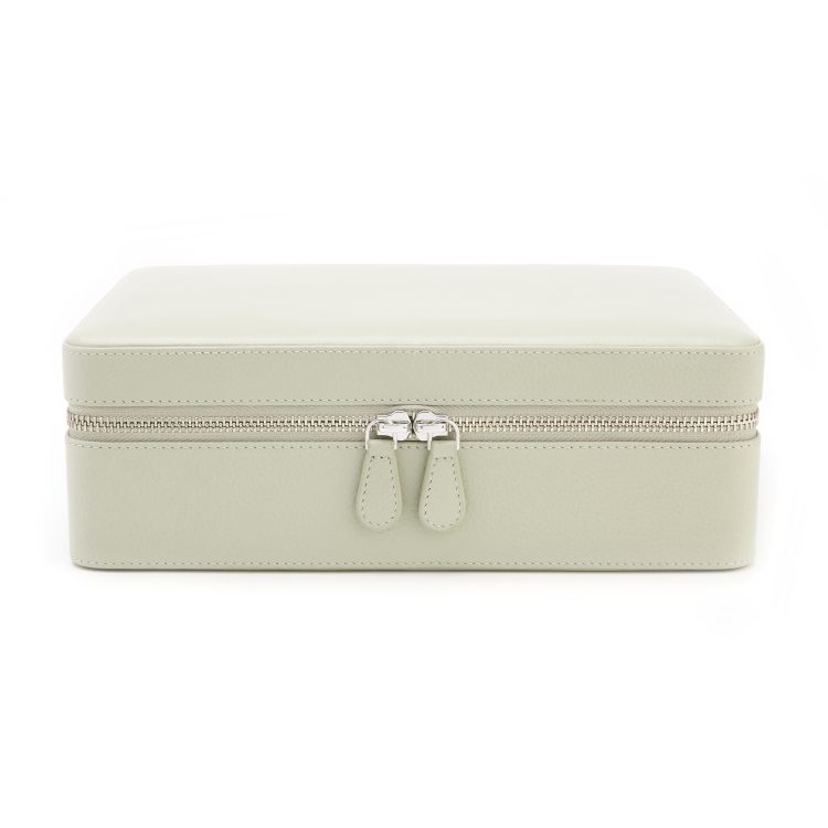 Large Suede Lined Jewelry Box with Mirror sage