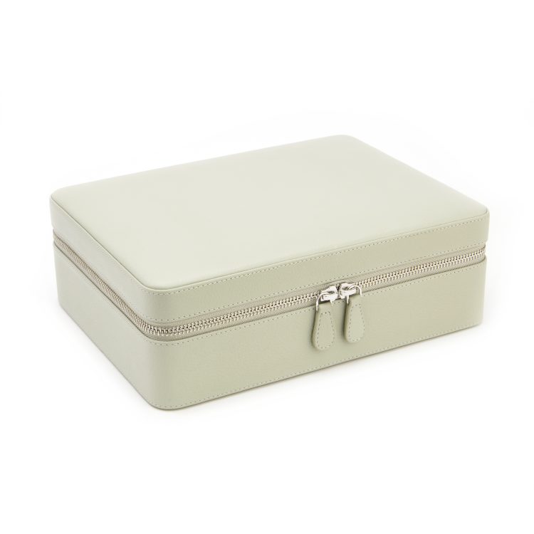 Large Suede Lined Jewelry Box with Mirror sage