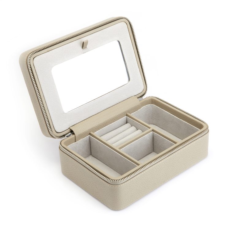 Suede Lined Travel Jewelry Box with Mirror sage