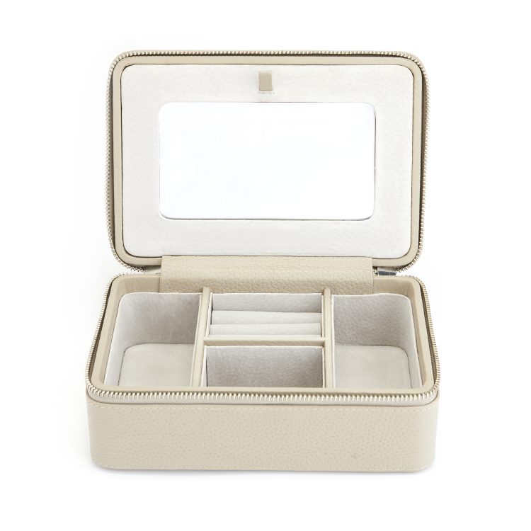 Suede Lined Travel Jewelry Box with Mirror sage