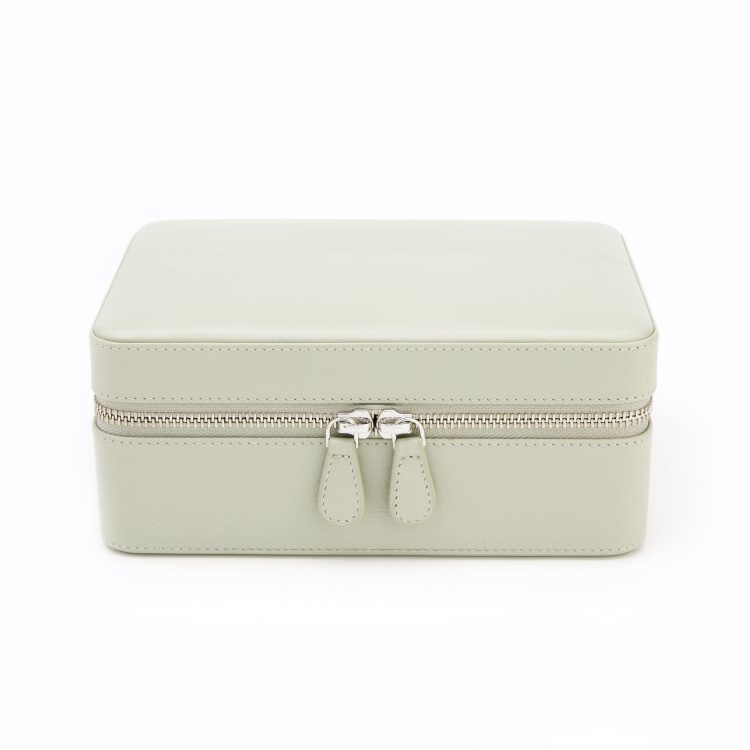 Suede Lined Travel Jewelry Box with Mirror sage