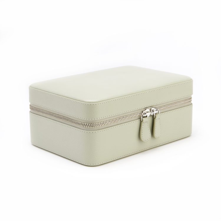 Suede Lined Travel Jewelry Box with Mirror sage
