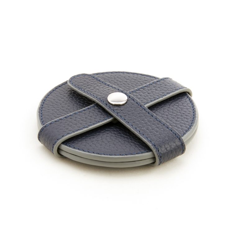 Set of 2 Round Coasters with Wrap Closure blue