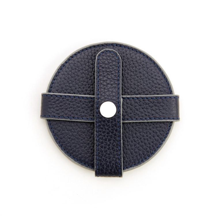 Set of 2 Round Coasters with Wrap Closure blue