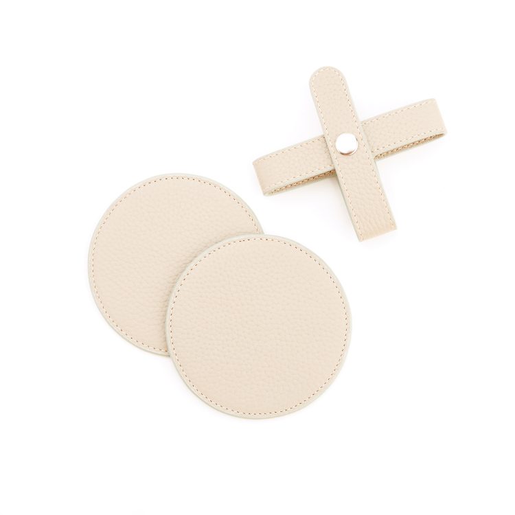Set of 2 Round Coasters with Wrap Closure blue