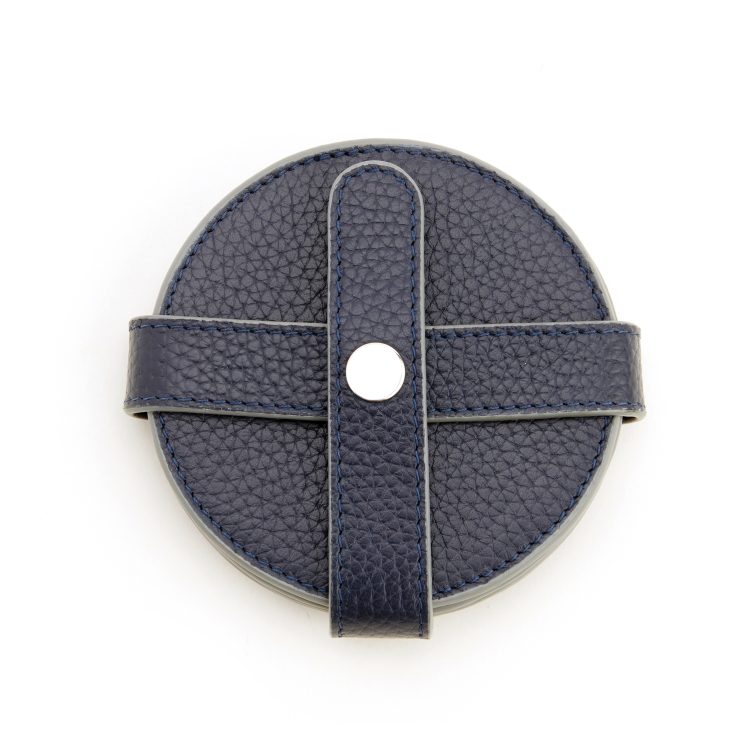 Set of 4 Round Coasters with Wrap Closure blue
