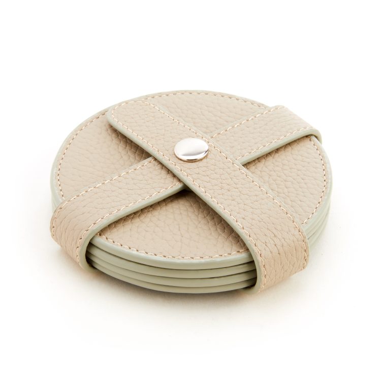 Set of 4 Round Coasters with Wrap Closure blue