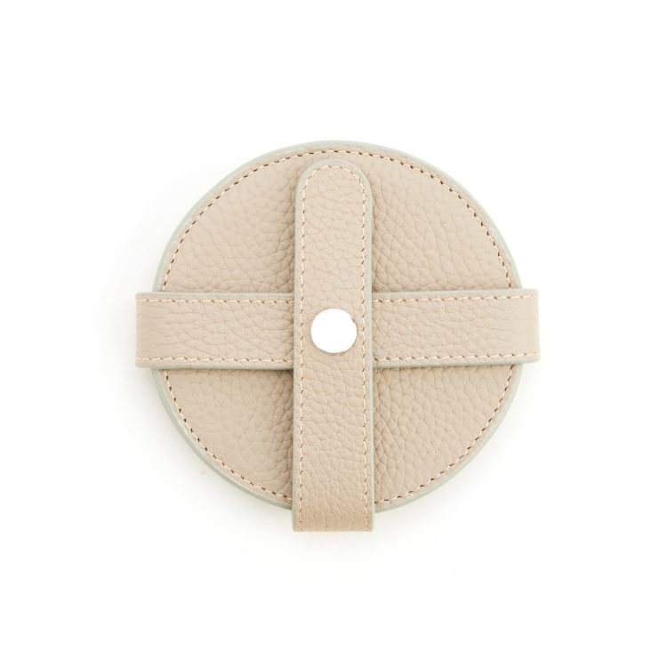 Set of 4 Round Coasters with Wrap Closure blue