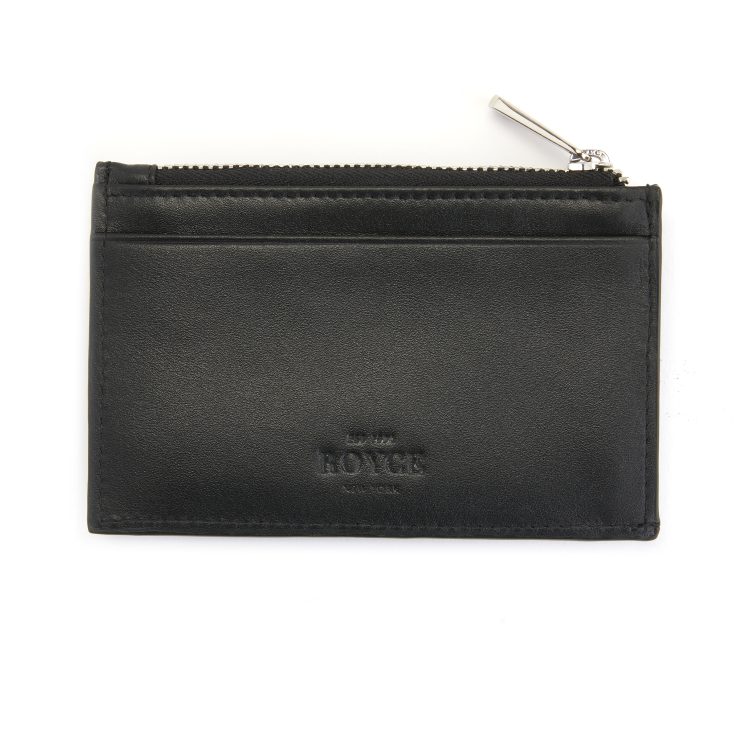 Zippered Compact Card Case Wallet black