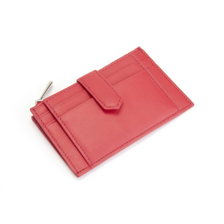 Zippered Compact Card Case Wallet black