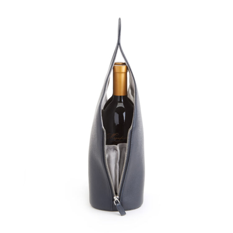 Double Wine Champagne Bottle Tote Bag blue