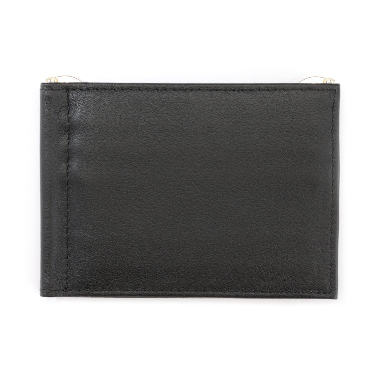 Double Money Clip Men's Trifold Wallet black