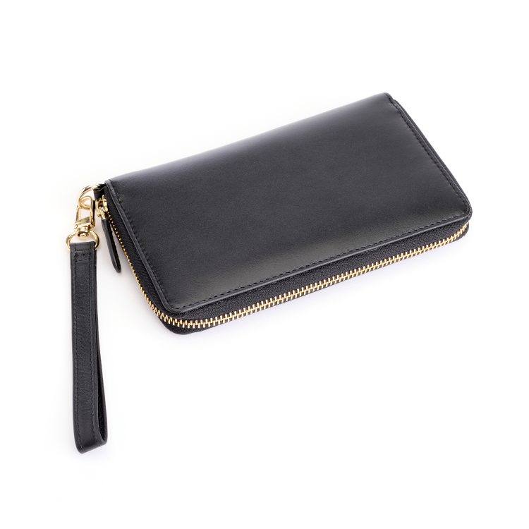 RFID Blocking Zip Around Wristlet Wallet black