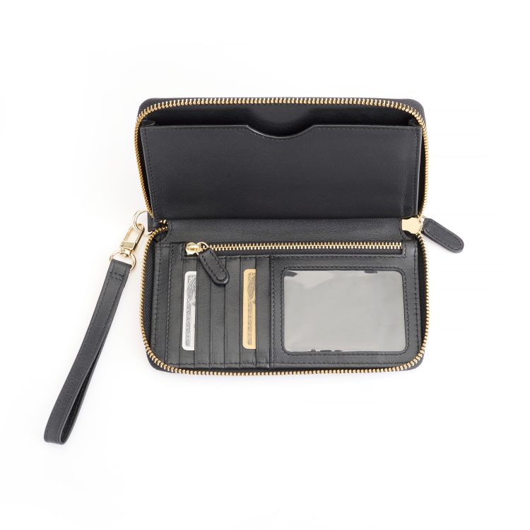 RFID Blocking Zip Around Wristlet Wallet black