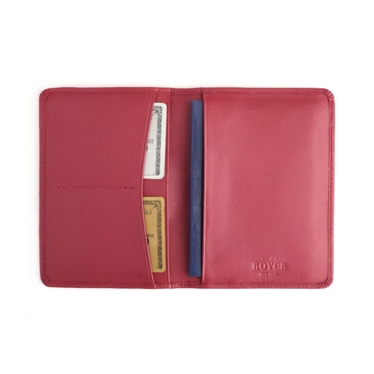 AirTag Holder Trackable Passport Travel Wallet with RFID Technology red