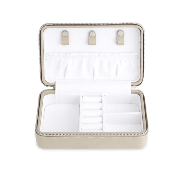 Suede Lined Travel Jewelry Box taupe