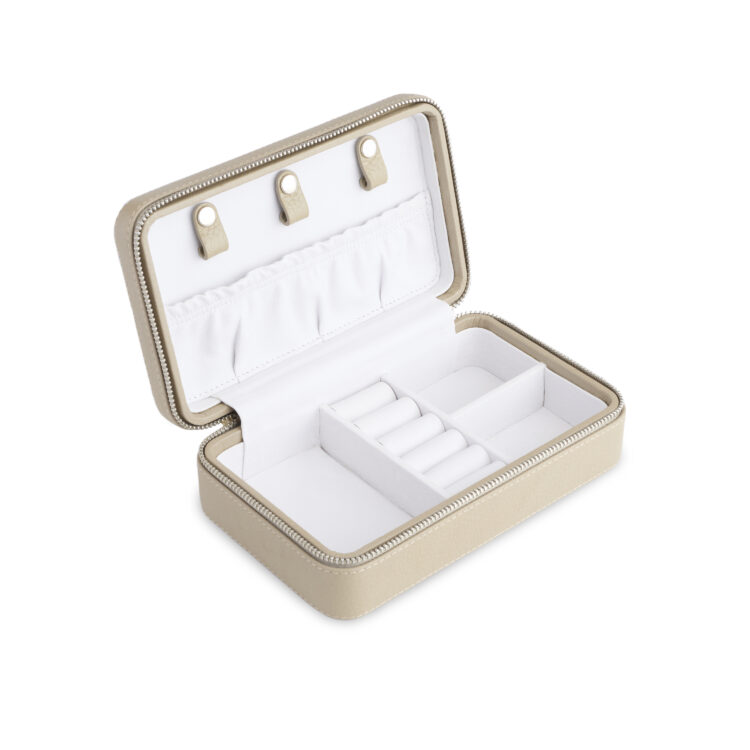 Suede Lined Travel Jewelry Box taupe