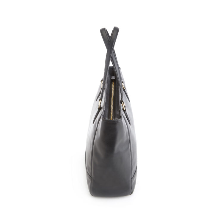 Structured Wide Leather Tote Bag black 4 Structured Wide Leather Tote Bag black