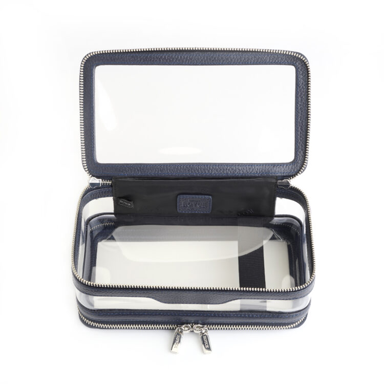 Pebble Grain Cosmetic Bag with Clear Panel black