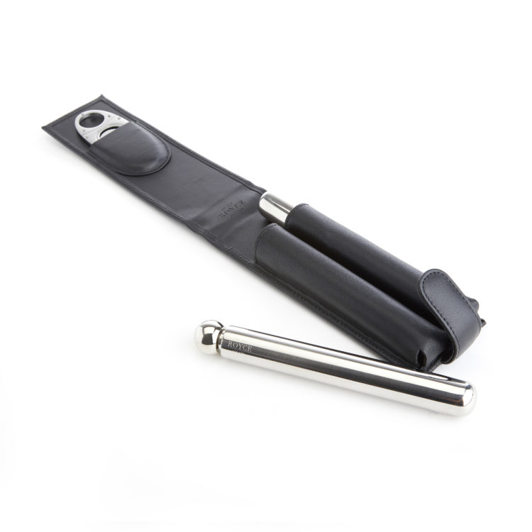 Cigar &amp; Flask Carrying Case with Cutter black