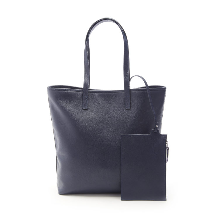 Pebbled Grain Tall Tote Bag with Wristlet blue