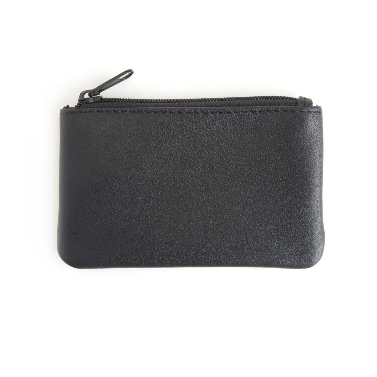 Zippered Coin Pouch with Gold-Tone Key Clasp black