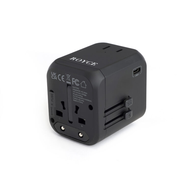 International Travel Adapter and Leather Case taupe