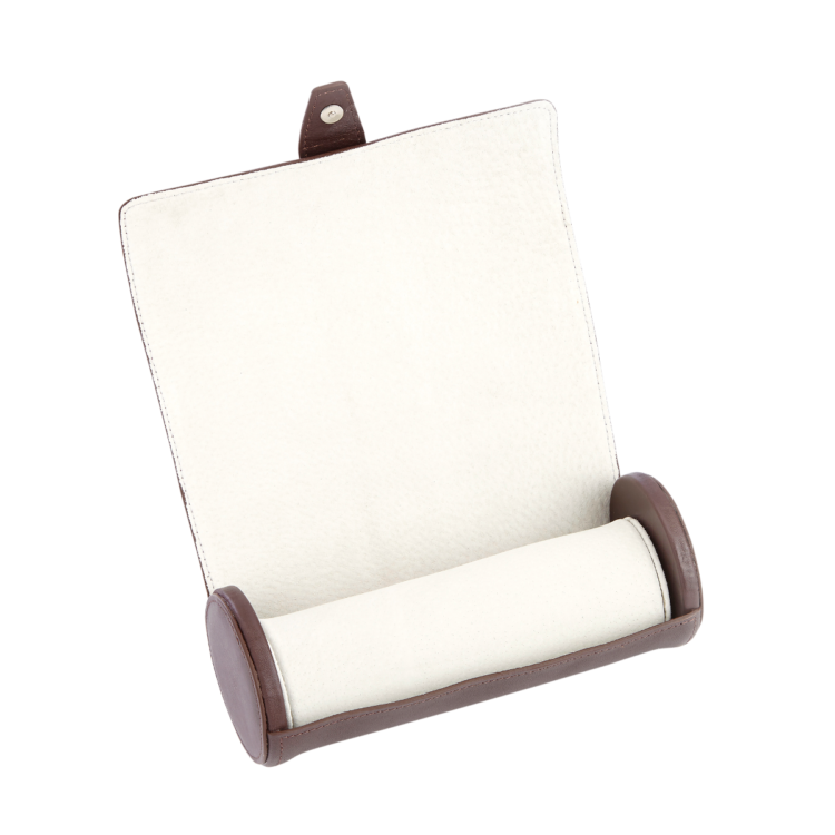 Suede Lined Travel Watch Roll dark green
