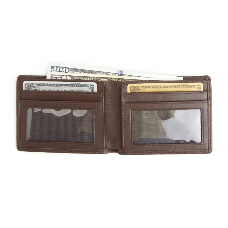 RFID Blocking Slim Men's Bifold Wallet with 2 ID Windows coco