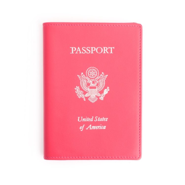 RFID Blocking Passport Holder with US Seal Foil Stamped magenta