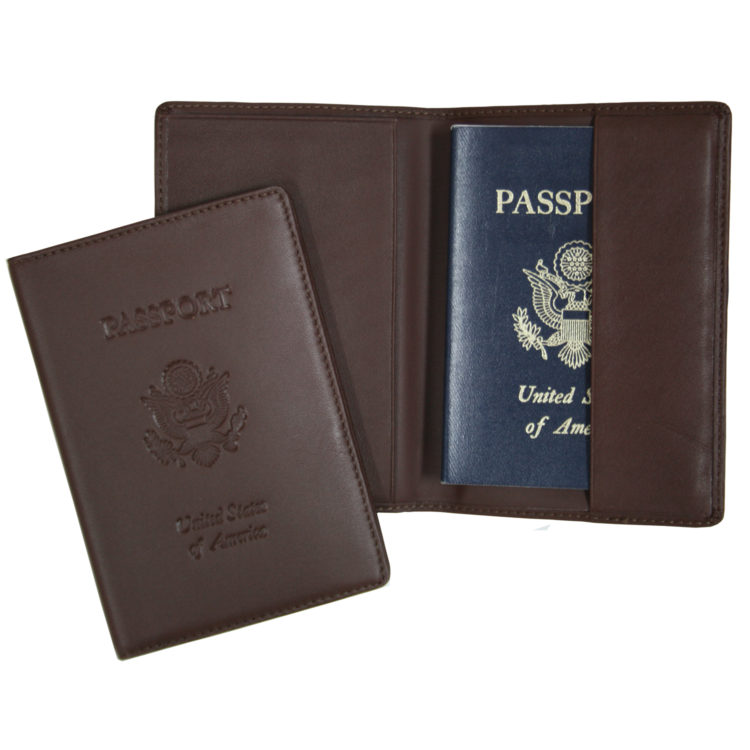 RFID Blocking Passport Holder with US Seal Embossed silver