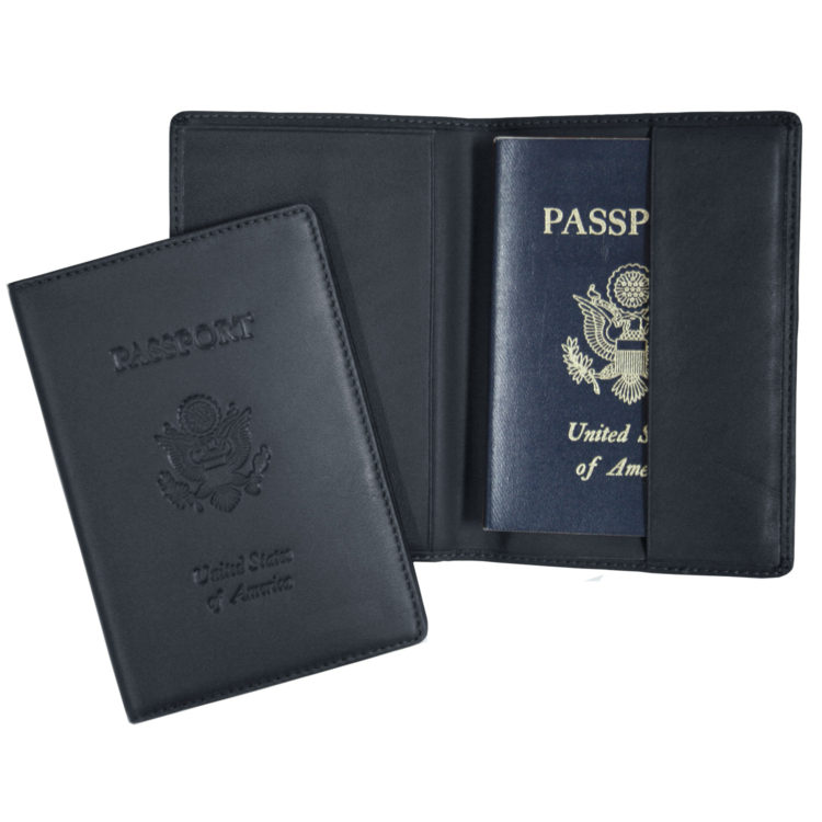 RFID Blocking Passport Holder with US Seal Embossed silver