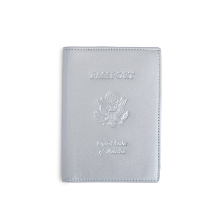 RFID Blocking Passport Holder with US Seal Embossed silver