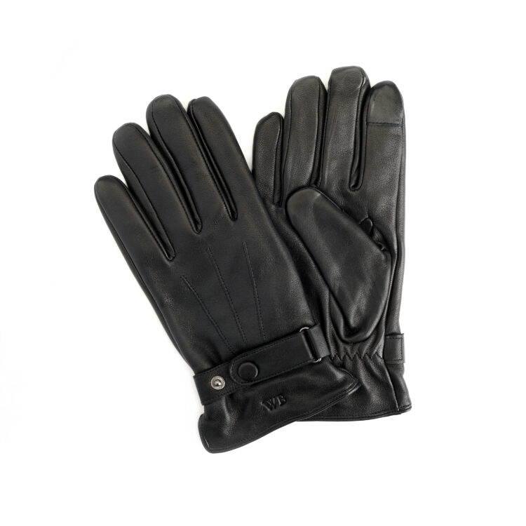 Touchscreen Compatible Leather Gloves for Men with Cashmere Lining medium