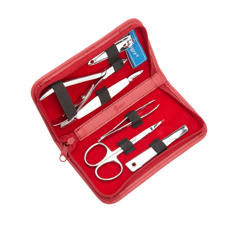 Compact Manicure Travel Grooming Kit red