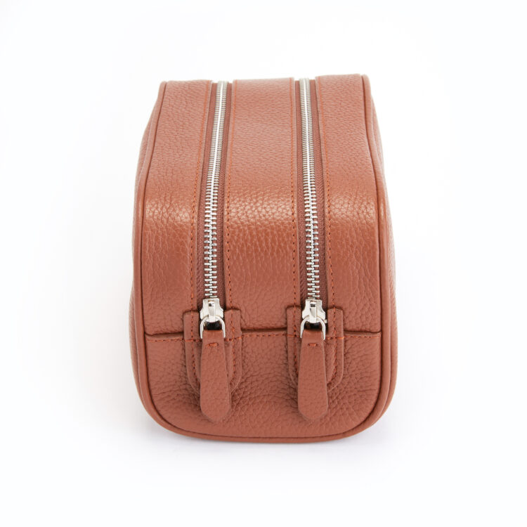 Double Zip Toiletry Wash Bag tan