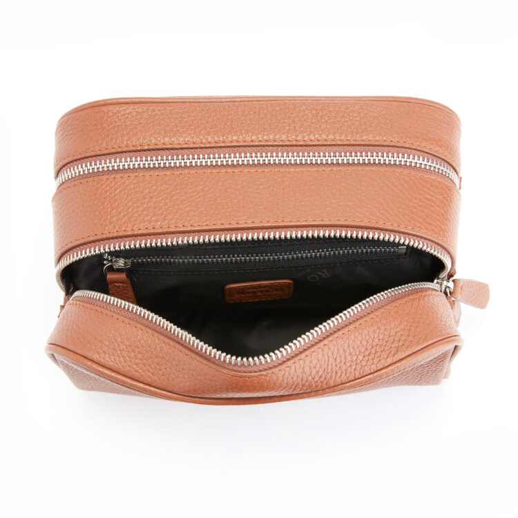 Double Zip Toiletry Wash Bag tan