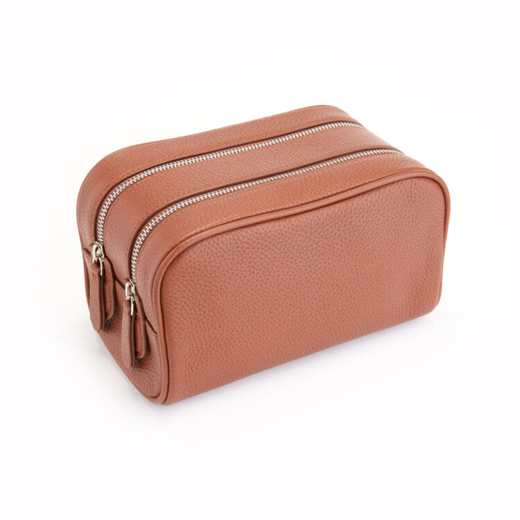 Double Zip Toiletry Wash Bag tan