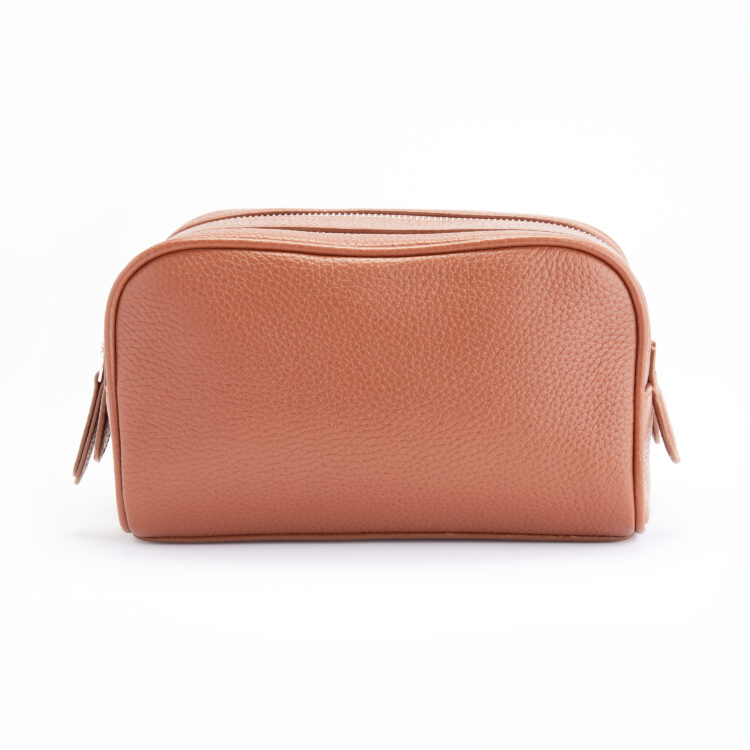 Double Zip Toiletry Wash Bag tan
