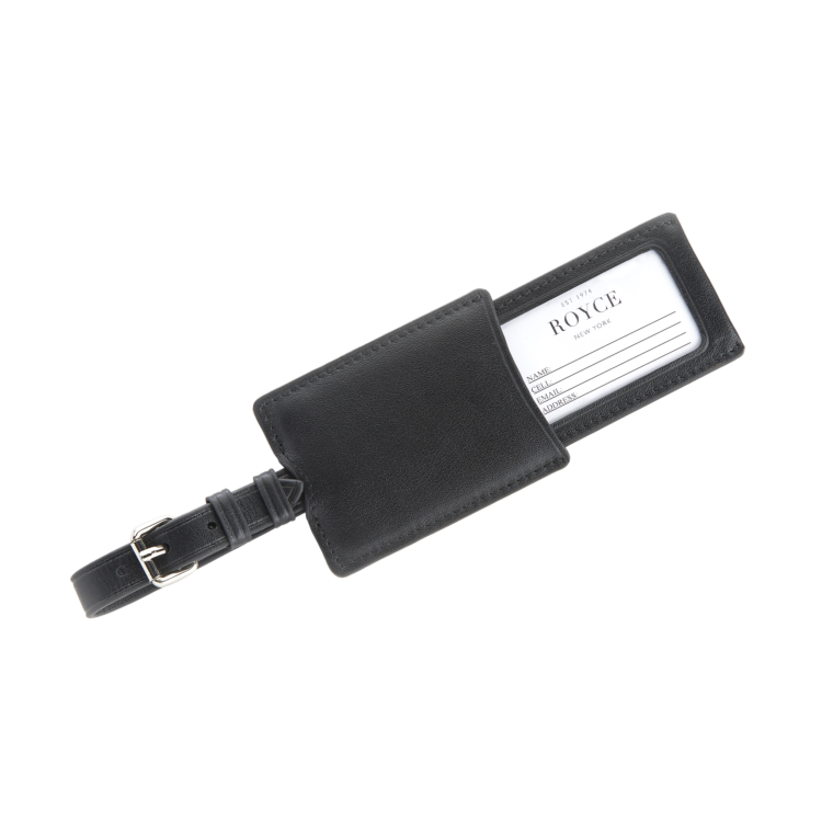 Luggage Tag with Retractable Privacy Flap black