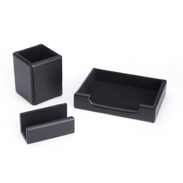 Executive Desk Accessory Set: Letter Tray, Note Tray and Card Holder taupe