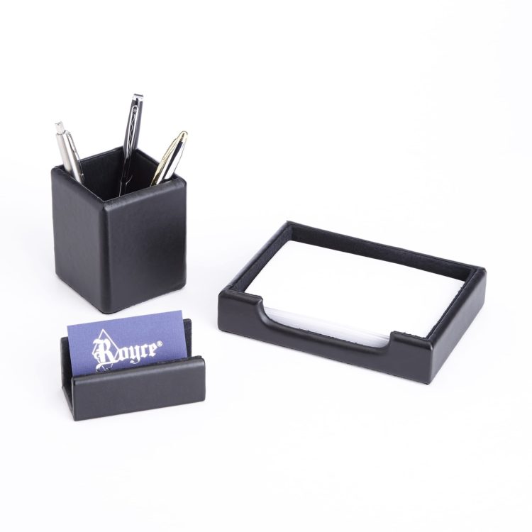 Executive Desk Accessory Set: Letter Tray, Note Tray and Card Holder taupe