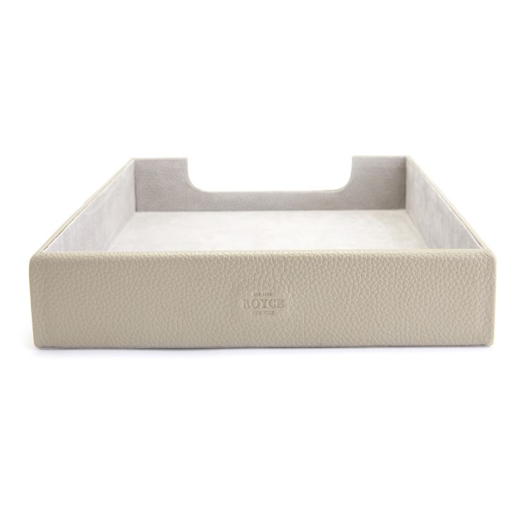 Desk Accessory Set: Blotter, Letter Tray, Pencil Cup and Business Card Holder taupe